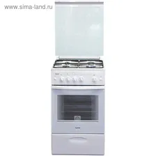 Плита "Лысьва" ЭГ 401 МС-2у, газовая, 4 конфорки, 60 л, со стеклянной крышкой, белая